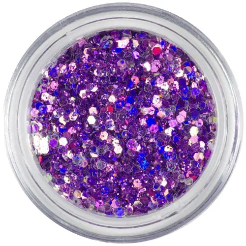 Hexagoane roz-violet în pulbere, 1mm - efect holografic