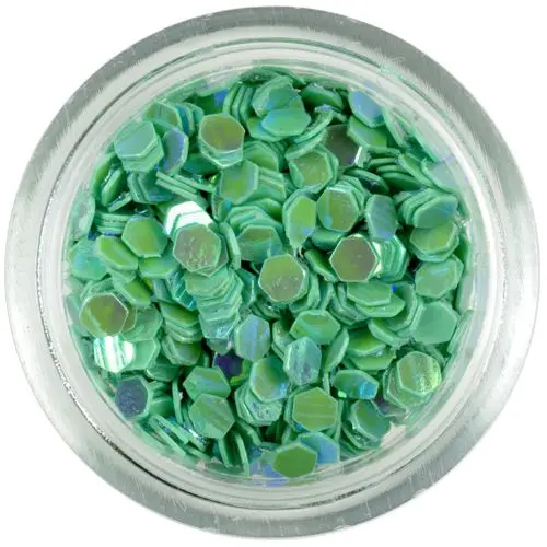 Confetti decorativ, 3mm - hexagoane verde-turcoaz