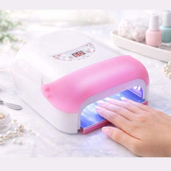 Lampă digitală UV cu 4 becuri/uscător - roz neon - 36W 