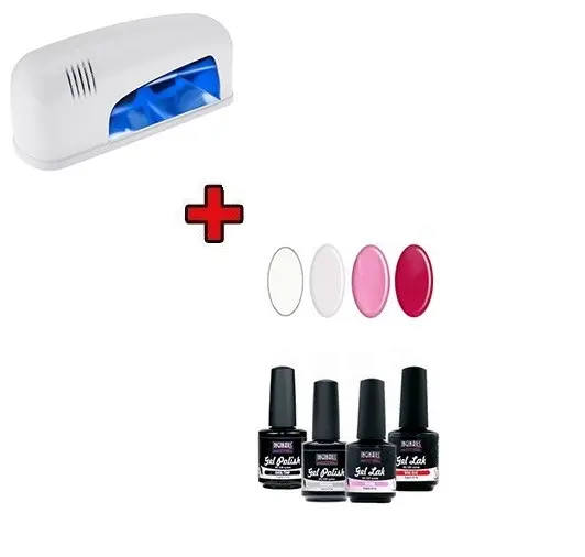 Kit test - lacuri gel UV 4x15ml + lampă albă cu un bec 9W