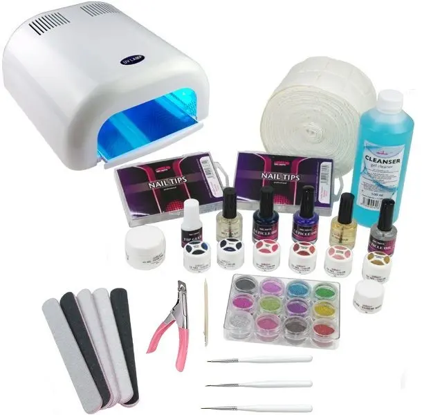 Set mare pentru unghii cu gel, lampă UV albă 36W - sistem într-o fază