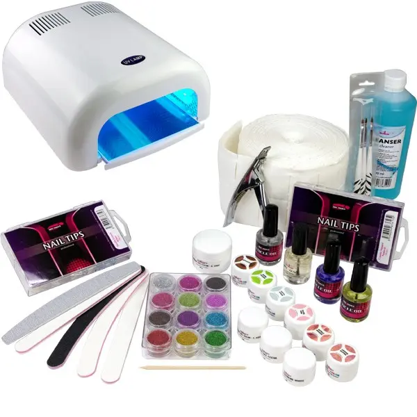 Kit unghii cu gel, lampă UV albă 36W - sistem în trei faze