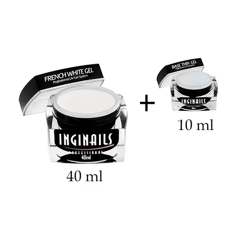 Set Inginails Professional - gel UV French White 40ml + gel UV Base Thin 10ml