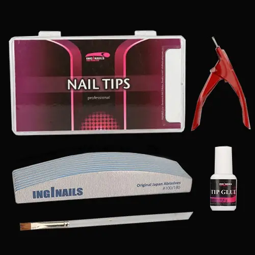 Builder SET: 10buc pile + tipsuri + adeziv pentru unghii + ghiliotină + pensulă