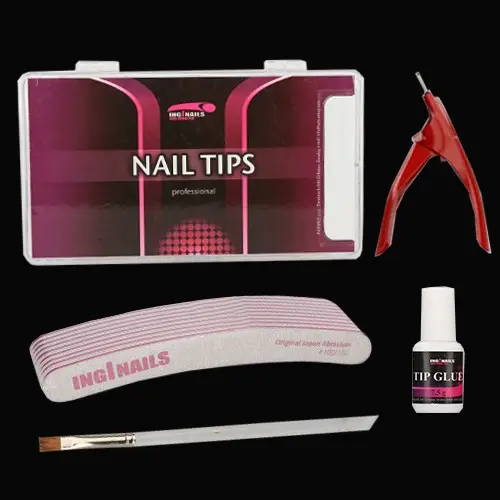 Builder SET: 10buc pile + tipsuri + adeziv pentru unghii + ghiliotină + pensulă