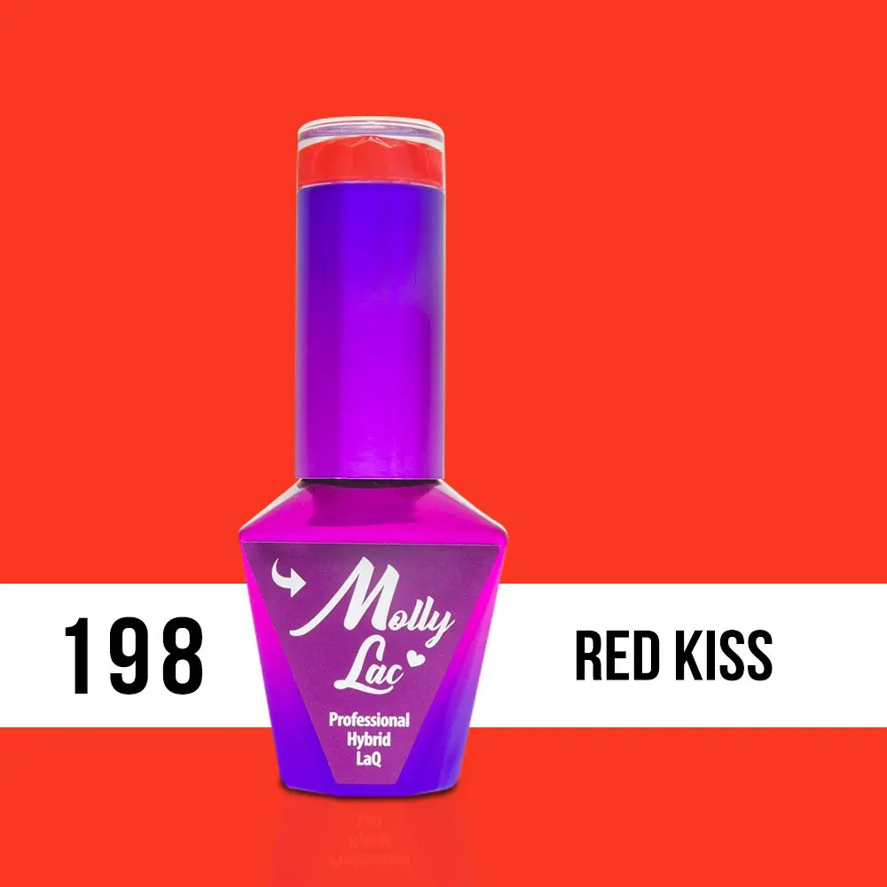 MOLLY LAC gel de unghii Hearts and Kisses - Red Kiss 198, 10ml