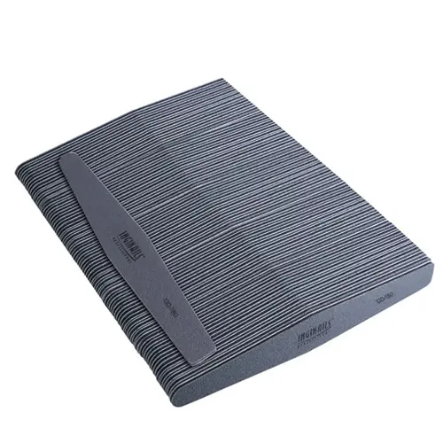 50buc - Inginails Professional Pilă de unghii, gri cu centru negru, lavabilă și dezinfectantă 100/180