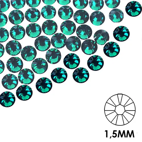 Pietre decorative pentru unghii - 1,5 mm - verde închis, 50 buc