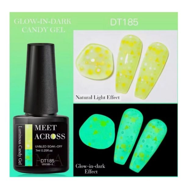 Ojă gel UV/LED Glow in the Dark Candy Gel DT185, 7ml