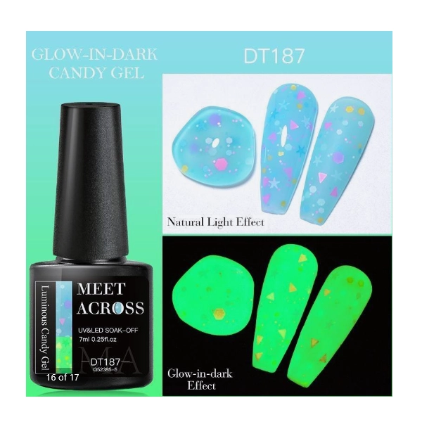Ojă gel UV/LED Glow in the Dark Candy Gel DT187, 7ml