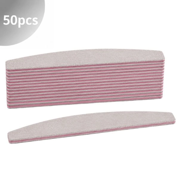 Pilă Zebra Inginails – formă curbată, miez roz, 100/150 - 50buc