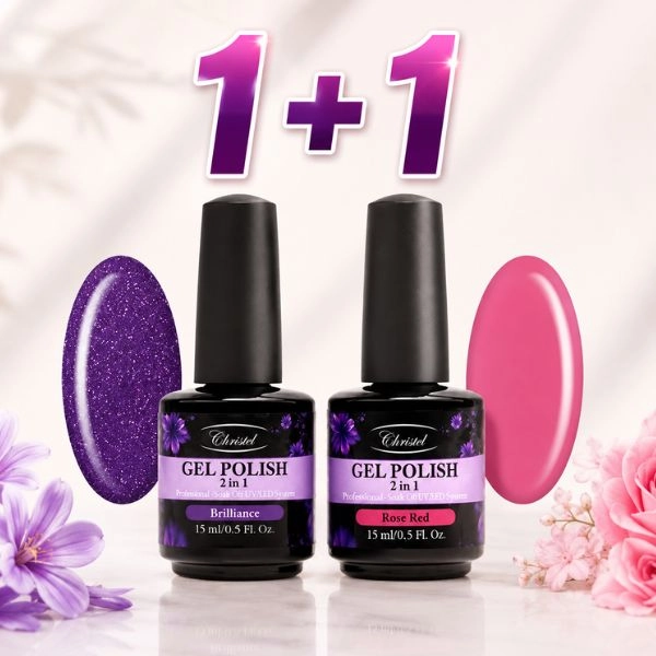 Ojă semipermanentă Christel 2 în 1 – Brilliance 15 ml + OFERTĂ: Ojă semipermanentă Rose Red 15 ml GRATUITĂ