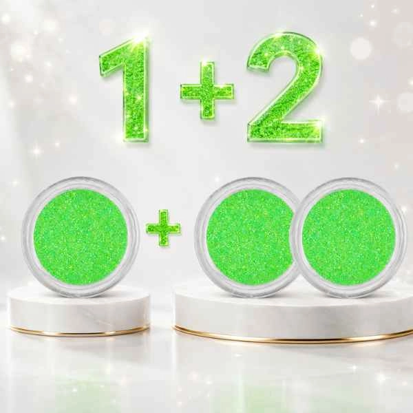 Pudră cu glitter de culoare verde deschis - PROMOȚIE 1+2 GRATUITĂ