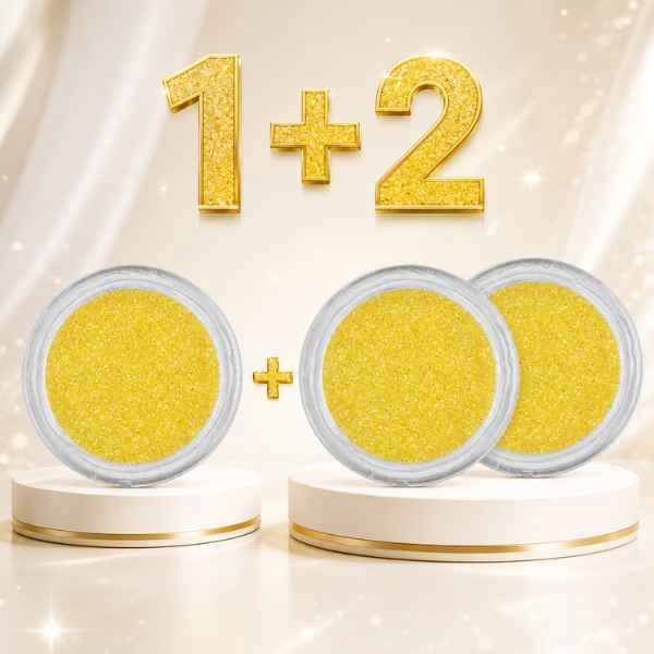 Pudră cu sclipici galben – OFERTĂ 1+2 GRATUIT