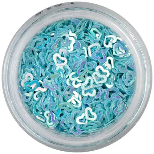 Confetti nail art - inimi albastru deschis