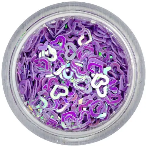 Confetti nail art - inimi mov deschis