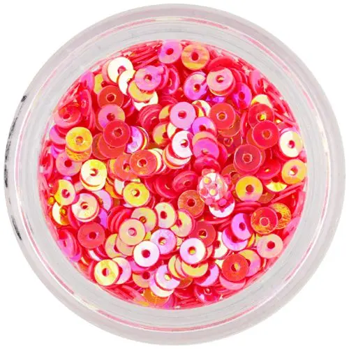 Decoraţiune pentru unghii - paiete în formă de disc, roşu coral