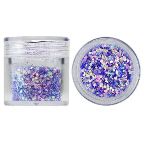 Hexagoane în pulbere de sclipici, 1mm - violet-albastru, 10g