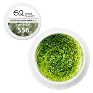 Gel UV Extra quality – 556 Flip Flop - Glitter Golden Emerald, 5g