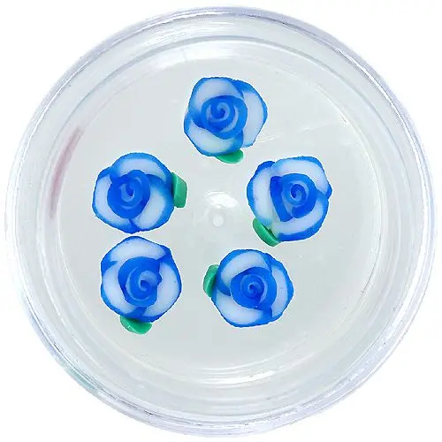 Decorațiuni unghii - flori acrilice, albastre și albe