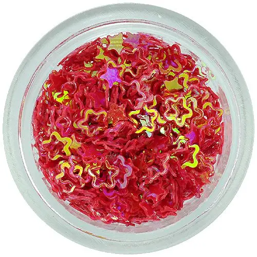 Confetti lucioase - flori roşu coral, cu gol în mijloc