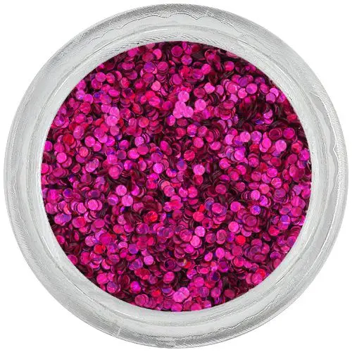 Cercuri fucsia cu sclipici pentru nail art – hologramă