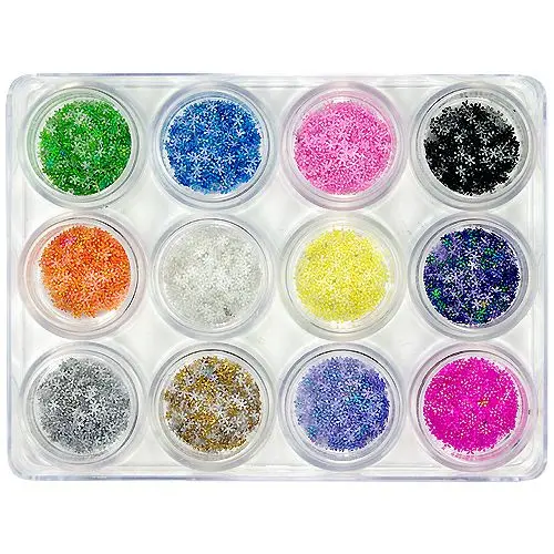 Kit nail art - flori din material, 12 buc