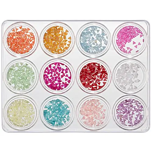 Kit nail art - triunghiuri sidefate, 12 buc