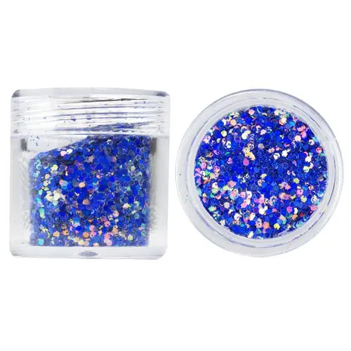 Hexagoane în pulbere de sclipici, 1mm - albastru închis, 10g